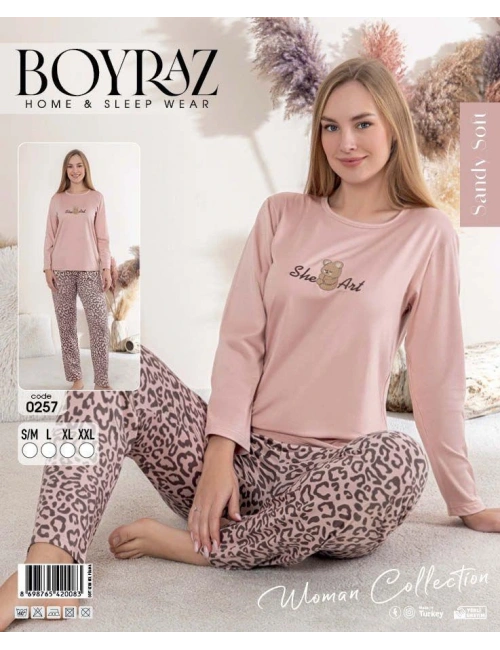 Boyraz 0257 Kadın Sandy Soft Uzun Kol Pijama Takımı