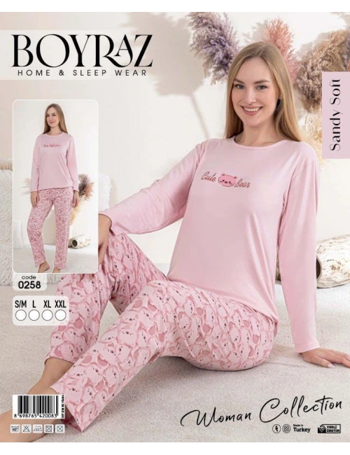 Boyraz 0258 Kadın Sandy Soft Uzun Kol Pijama Takımı