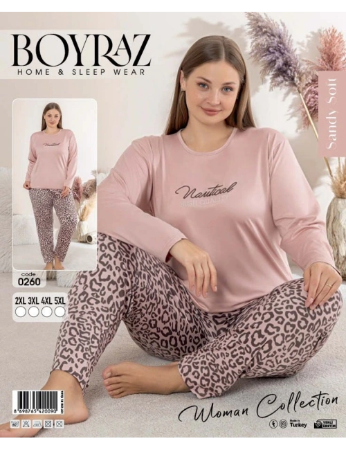 Boyraz 0260 Kadın Sandy Battal Uzun Kol Pijama Takımı