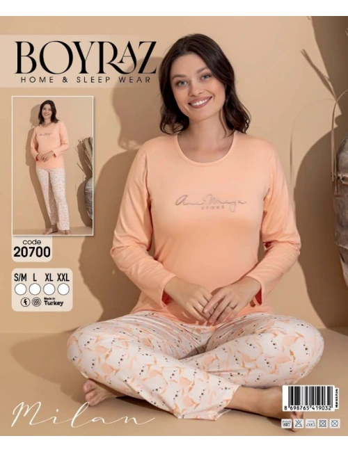 Boyraz 20700 Kadın Milan Uzun Kol Pijama Takımı