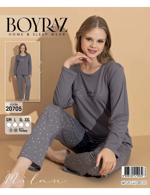Boyraz 20705 Kadın Milan Uzun Kol Pijama Takımı