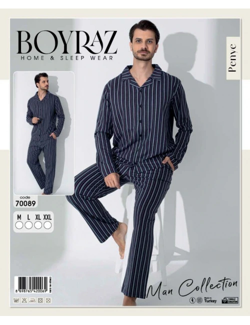 Boyraz 70089 Erkek Uzun Kol Penye Pijama Takımı