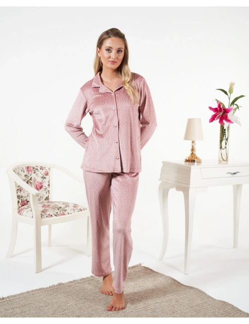 Estiva 25361 Gömlek Yaka Kadife Pijama Takımı