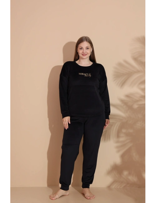 Estiva 25394 Uzun Kol Battal Kadife Pijama Takımı