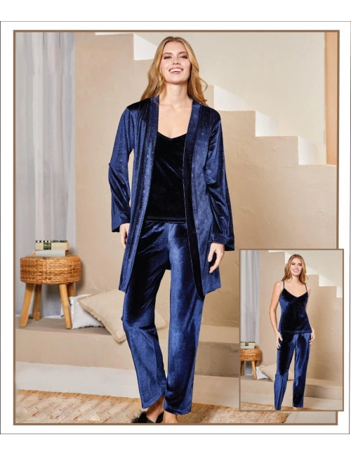 Flz 31-108 Bayan Kadife Sabahlık Pijama Takımı