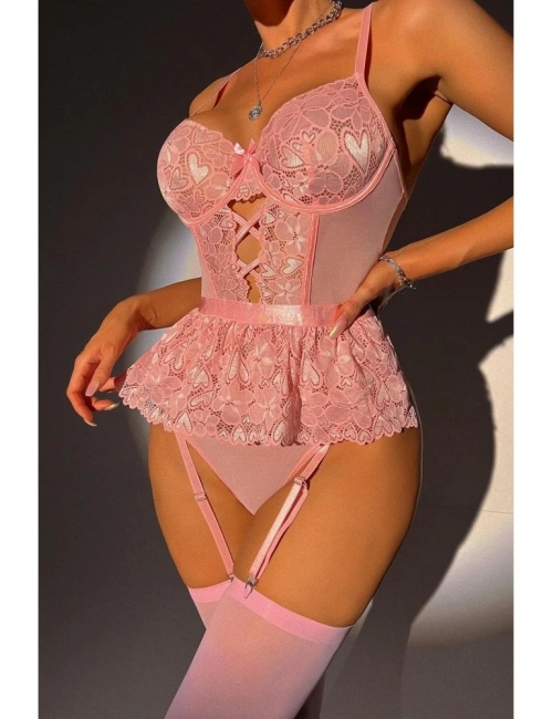 For Dreams 8412 Dantel Büstiyer Ve Jartiyer Takım