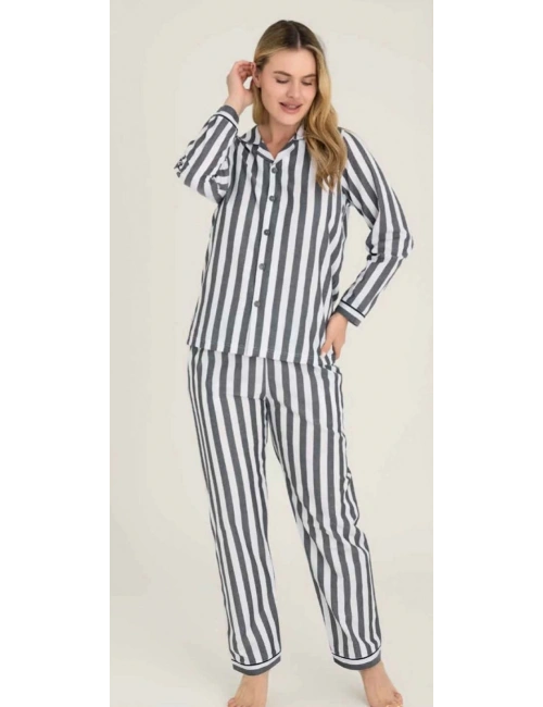 Freshness 4007 Kadın Uzun Kol Çizgili Gaffuriye Pijama Takımı
