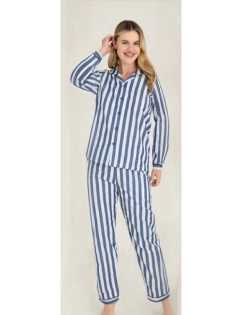 Freshness 4007 Kadın Uzun Kol Çizgili Gaffuriye Pijama Takımı