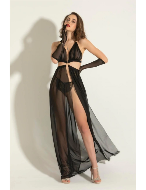 Gallipoli 6132 Bayan Transparan Elbise String Takım