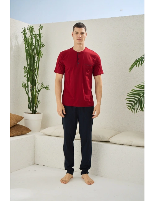 Kocabey 2090 Erkek Midi Yaka Pijama Takım