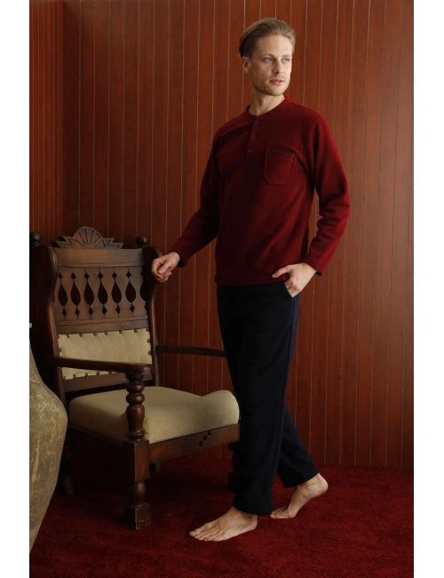 Kocabey 7306 Midi Yaka Polar Uzun Kol Pijama Takım