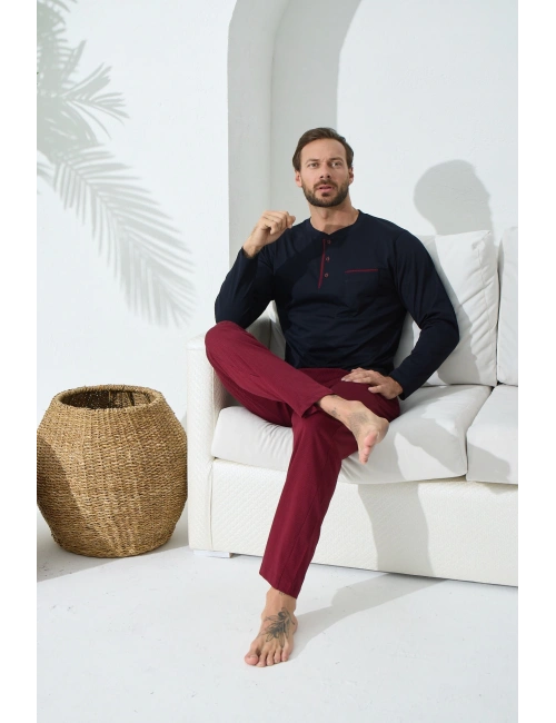 Kocabey 9221 Erkek Midi Yaka Pijama Takım