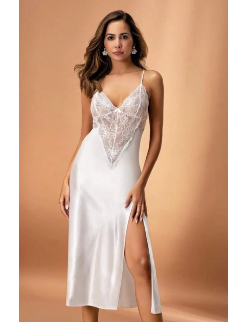 Nurteks 7136 Kadın Saten Uzun Gecelik