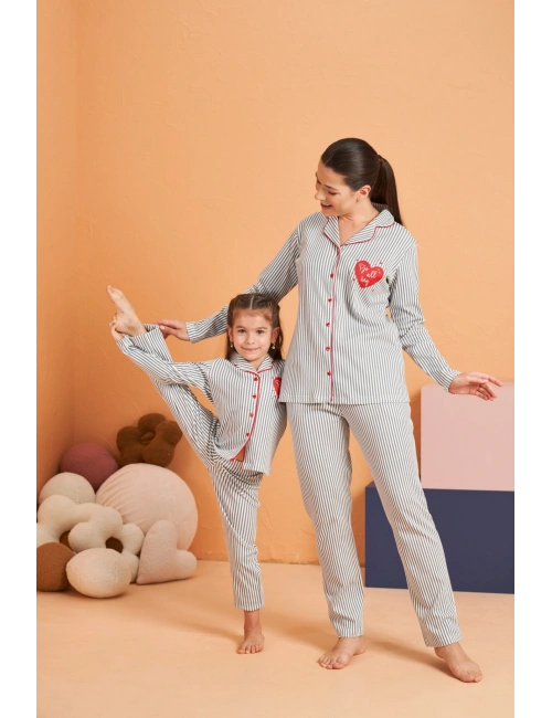 Pjs 28064 Kadın Düğmeli Pijama Takım