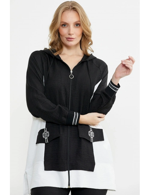 Sementa 76448 Keten Görünümlü Kapüşonlu Tunik Takım