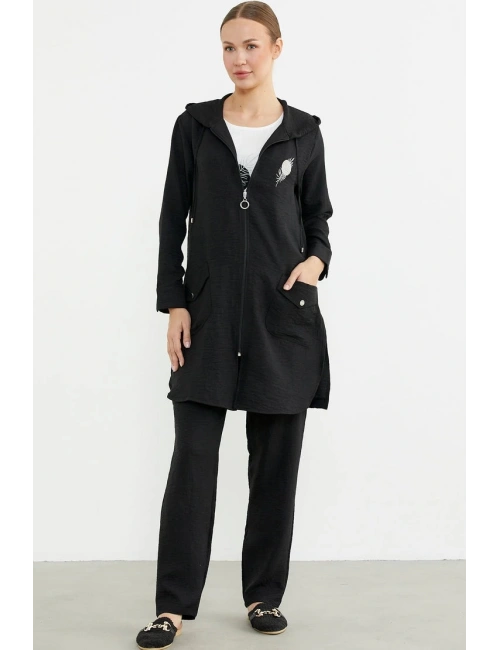 Sementa 76473 Büyük Beden Keten Görünümlü Üçlü Takım