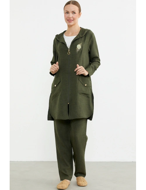 Sementa 76473 Büyük Beden Keten Görünümlü Üçlü Takım