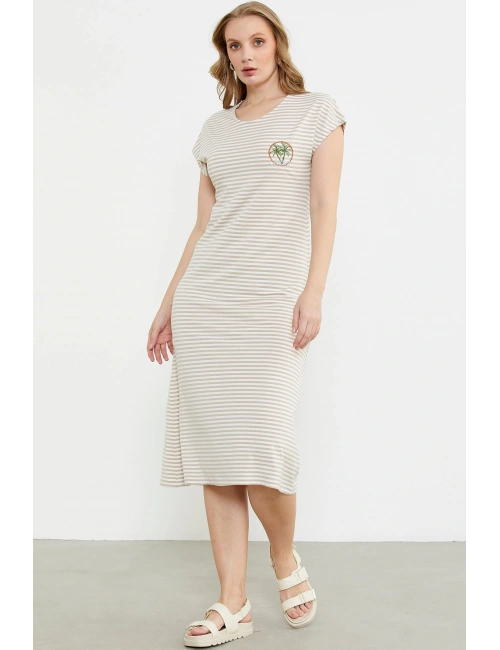 Sementa 77489 Nakış Detaylı Marine Penye Elbise