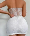 Beyaz Dantel İşlemeli Göğüs Dekolteli Seksi 5081