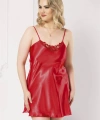 Büyük Beden Kırmızı Kısa Saten Gecelik