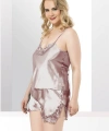 Büyük Beden Vizon Saten Babydoll Şort Takımı