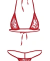 Dantelli Seksi Kadın  Kırmızı Sütyen String Takımı