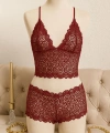 Kadın Bordo Dantel Bralet Şort Takımı – Asil Ve Sofistike İç Giyim