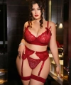 Kadın Büyük Beden Kırmızı Dantelli Jartiyerli Fantezi İç Giyim Takımı 8005