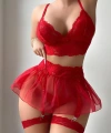Kadın Kırmızı Kısa Tül Fantezi Kostüm 2199