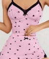 Kadın Pembe Kalp Desenli Askılı Şortlu Pijama Takım 6647