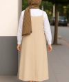 Kadın Taş Rengi Basic Ayarlanabilir Askılı Jile Elbise