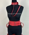 Kelepçeli Şık Deri Harness Takım, Kadın  Giyim - Brf869