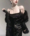 Kürk Orijinal Siyah Seksi Omuzluk Şık Kürk