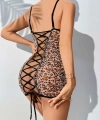 Şık Leopar Desenli Arkası Çapraz Bağlamalı Fantezi Kostüm