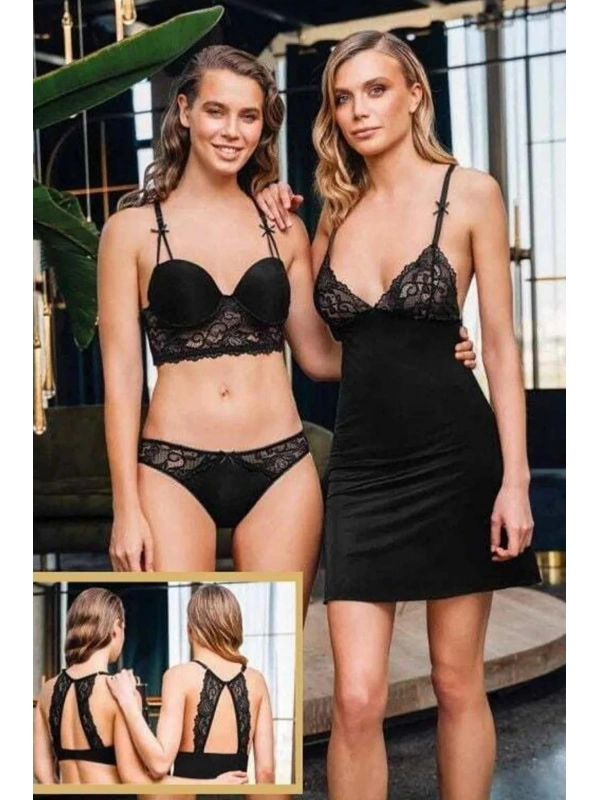 1313 Büşra Sütyen Külot Kombinezon Takım Kadın