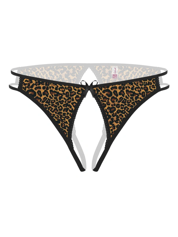 Ağı Açık Leopar Desenli  Külot String