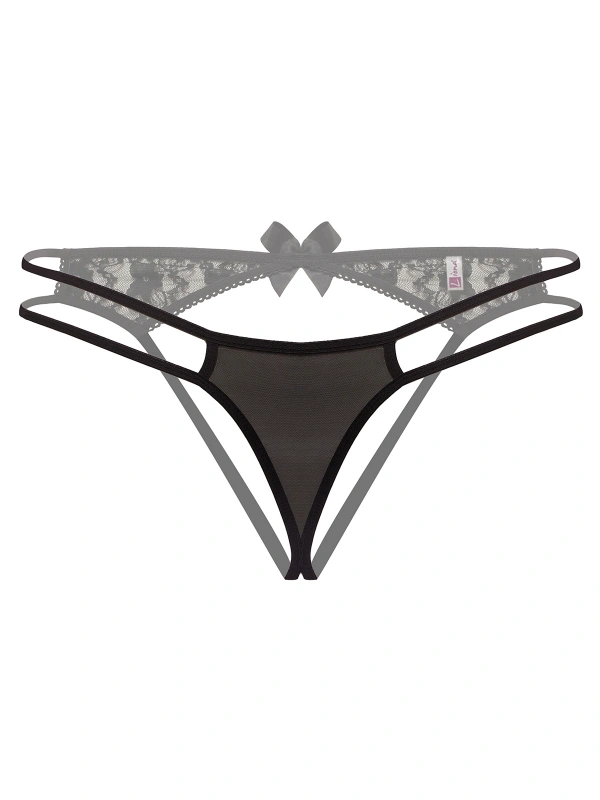 Arkası Açık Siyah Büyük Beden Fantazi String