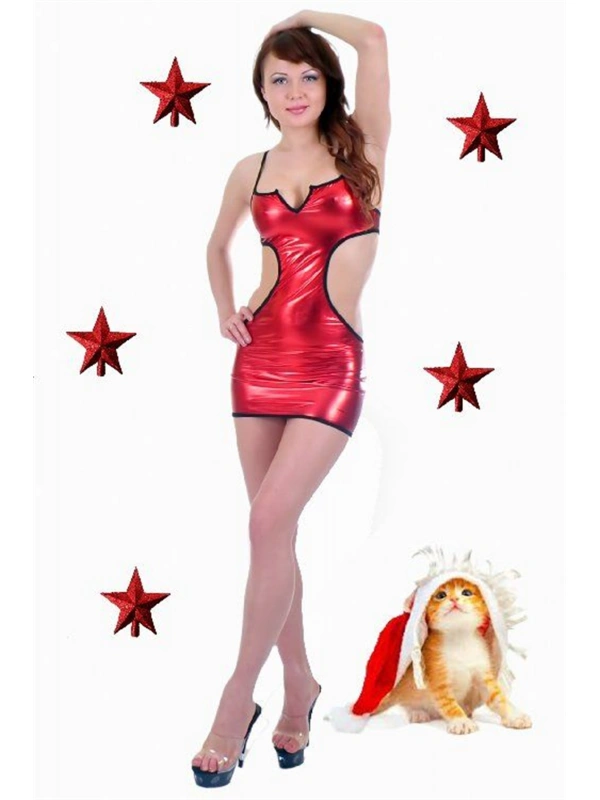 B060939 Parlak Degajeli  Mini Elbise