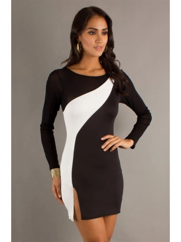 B100886 Yırbrfaçlı Kontra Elbise