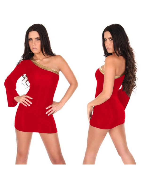 B100912 Asimetrik Dizayn Mini Elbise