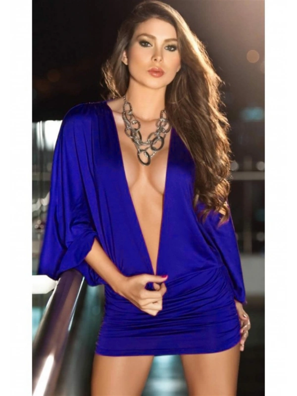 B100915 Derin Göğüs Dekolteli Elbise