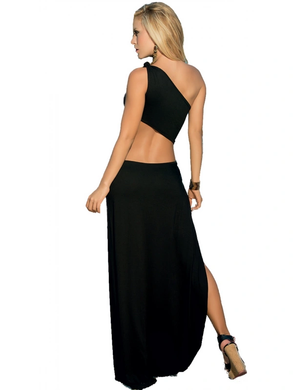 B100916 Derin Yırbrfaçlı Uzun Elbise