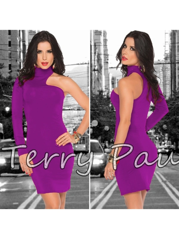 B101061 Asimetrik Mini Elbise