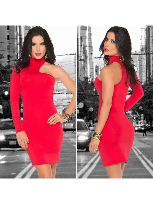 B101061 Asimetrik Mini Elbise