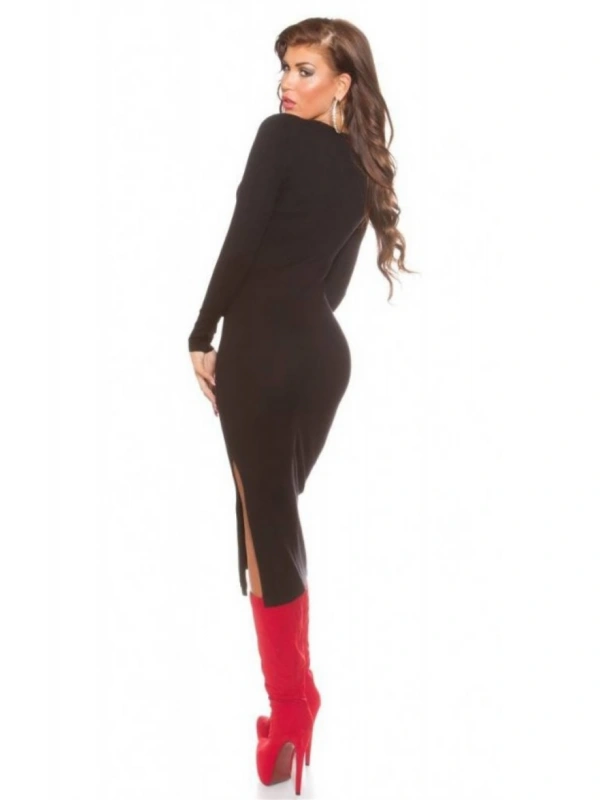 B101171 Uzun Kollu Yırbrfaçlı Kalem Elbise