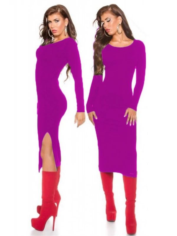 B101171 Uzun Kollu Yırbrfaçlı Kalem Elbise