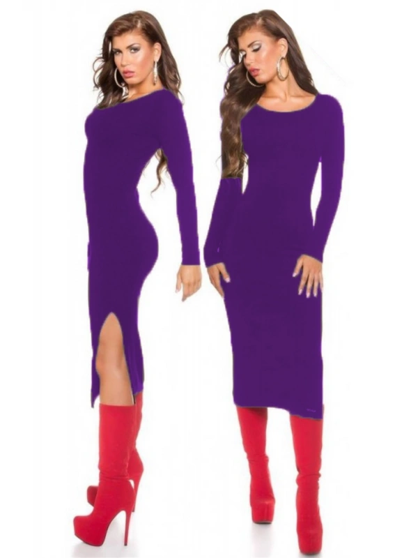 B101171 Uzun Kollu Yırbrfaçlı Kalem Elbise