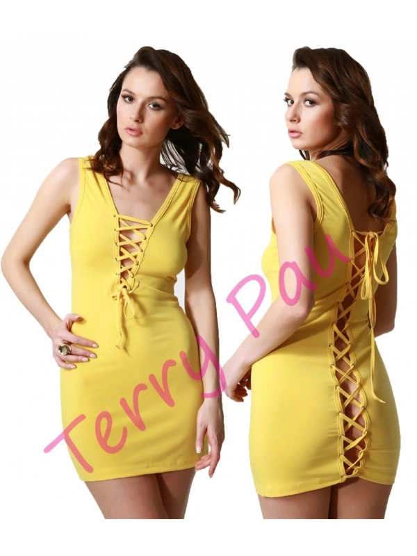 B101192 Arkası Açık  Mini Elbise