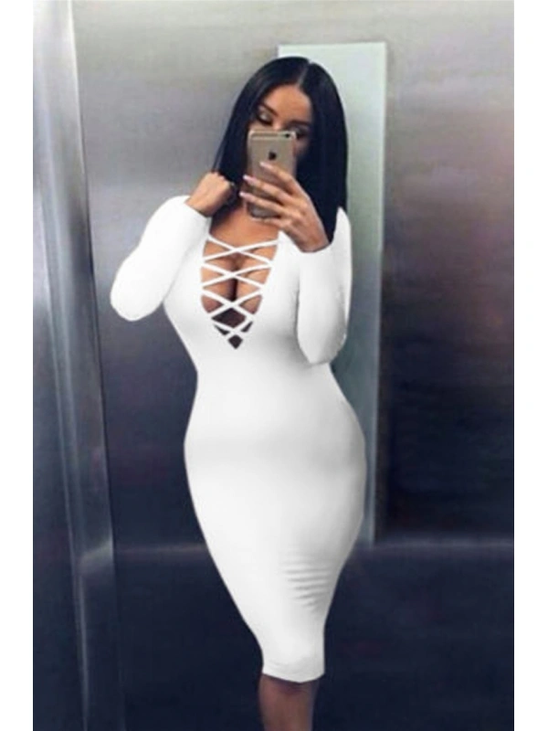 B101232 Uzun Kollu Elbise