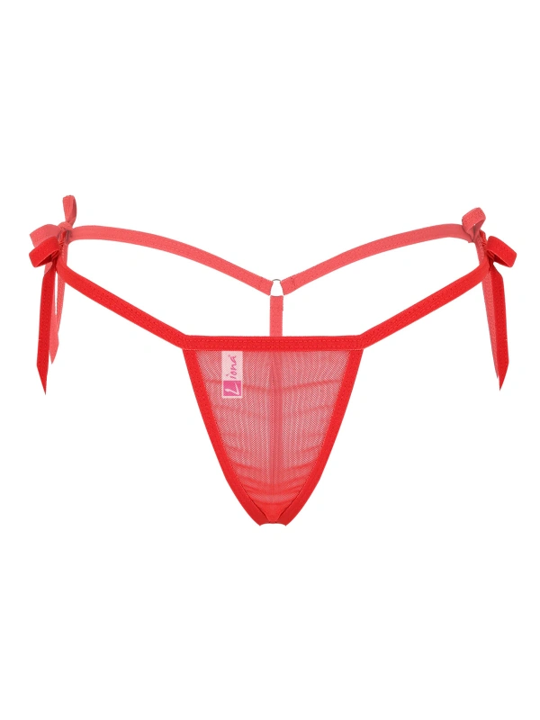Bağcıklı Transparan Kadın Kırmızı İç Çamaşırı